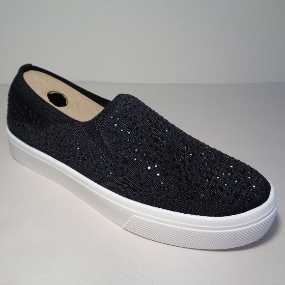 Skechers Size 7 M POPPY Black Woven New Sneakers - Picture 3 of 13